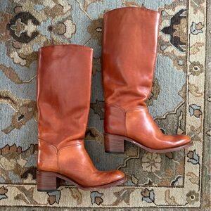 A.P.C. Iris Tan Leather Knee-High Boots